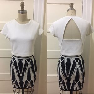White Pique Scuba Knit Cropped Top